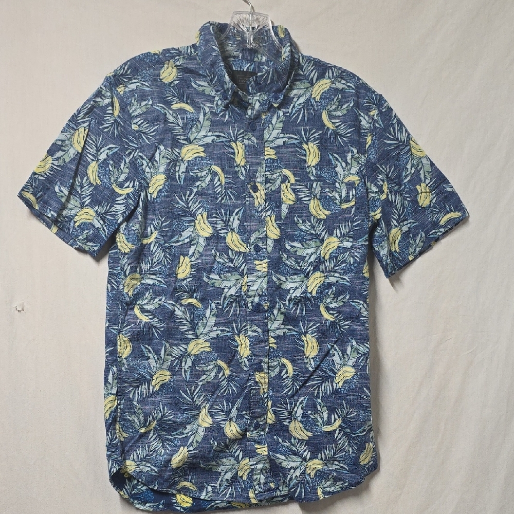 14th & Union Navy Banana Print Casual Button Down  Shirt Size Small